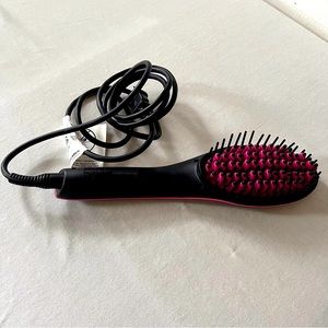 Simply Straight Ceramic Hair Straightening Brush, Black/Pink